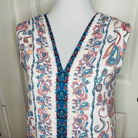 Loft Multi-color Paisley Shift Dress Small Petite - Picture 2 of 8